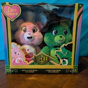 NEW Care Bears Wicked 2PK Love-a-Lot Bear as Glinda & Good Luck Bear as Elphaba